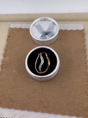 14K Gold Filled White Sapphires Hoop Earrings